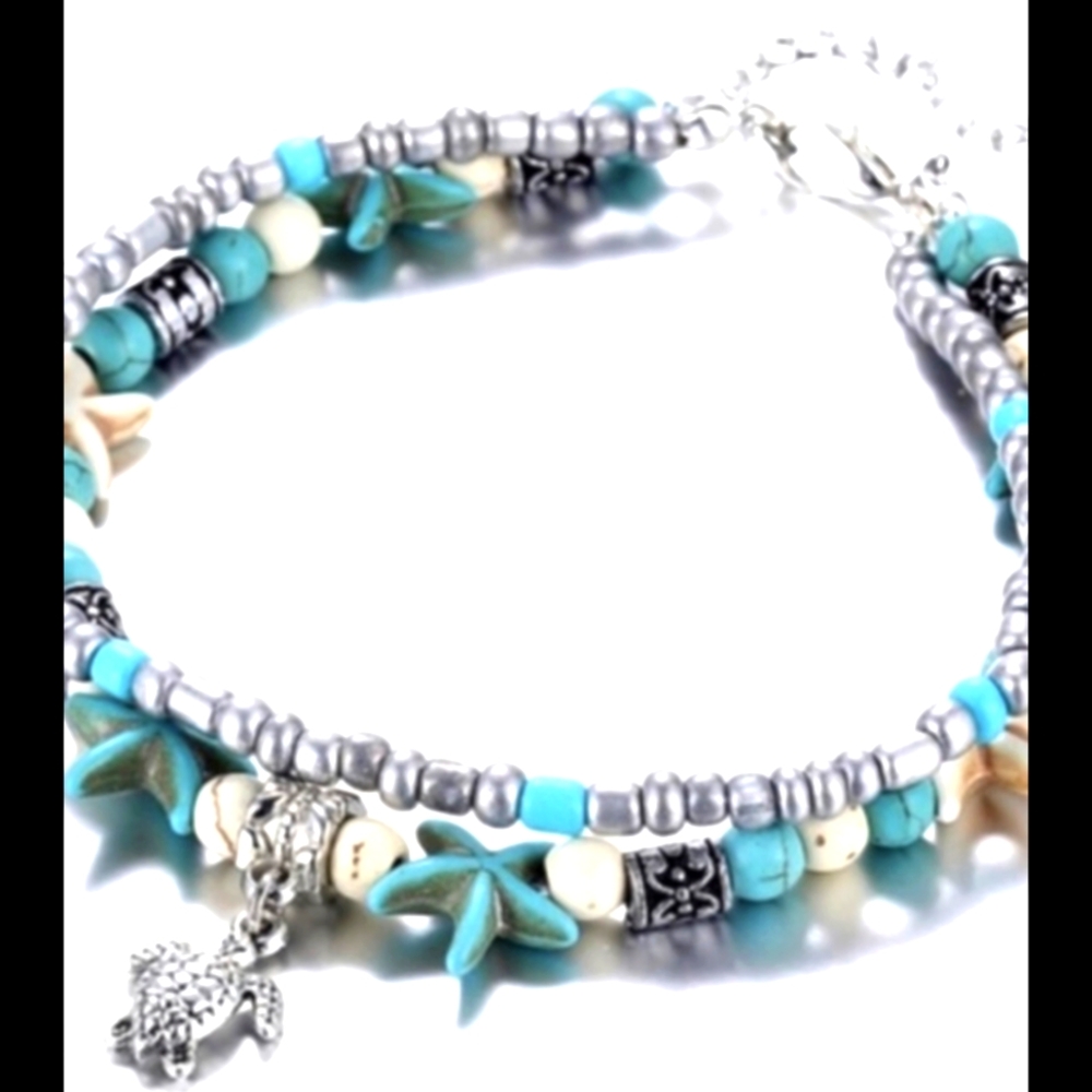 New turquoise and silver ankle bracelet